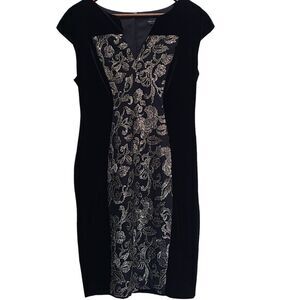 Connected New Women's Velvet Metallic Mesh Sheath Dress Size 8